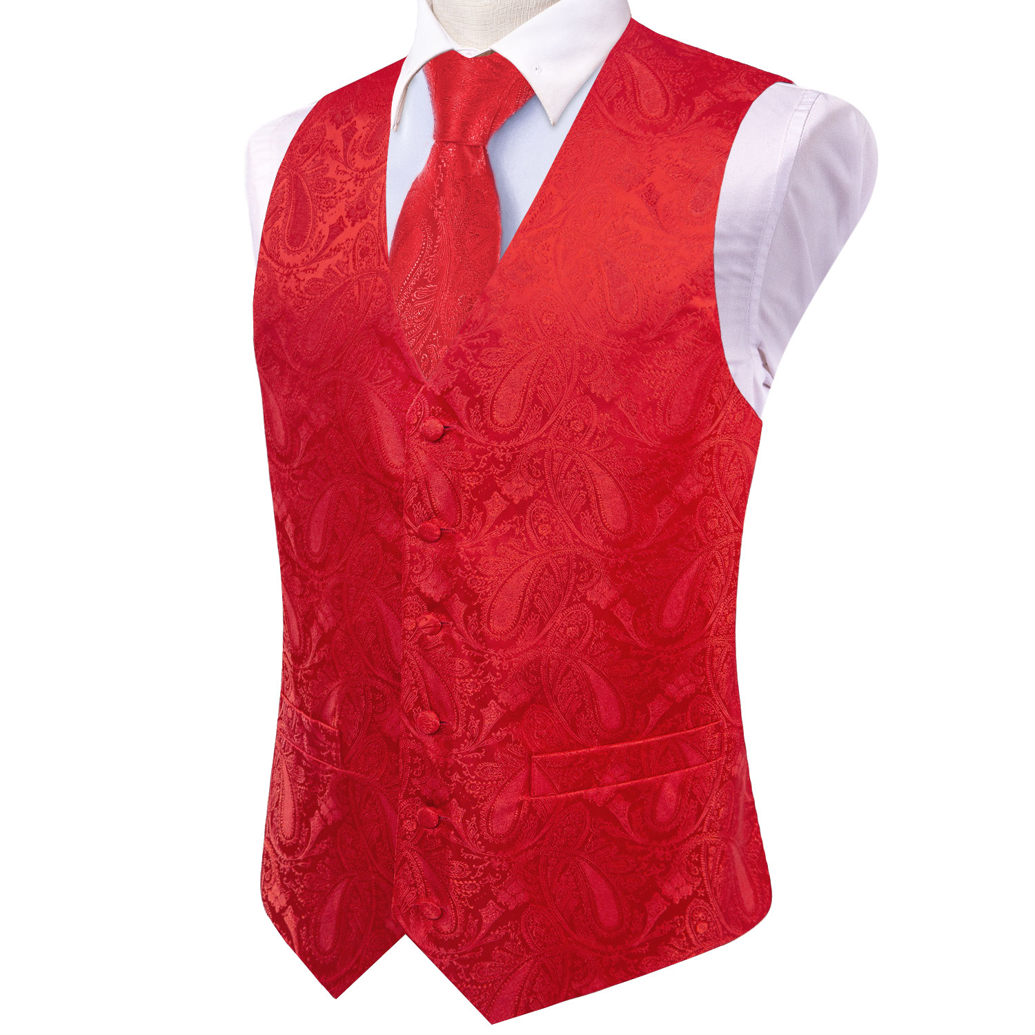 Bright Red Paisley Jacquard Wa - Mens Grooming Kit For Wedding review and price